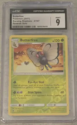 Pokemon Butterfree Burning Shadows 3/147 Reverse Holo Rare CGC 9 English 2017 - Image 1