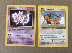 Lot of 2 Pokemon WOTC Black Star Promos Dragonite #5 and Mewtwo #3 - Image 1