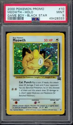 2000 Pokemon Meowth Holo Game Boy #10 PSA 9 (WOTC Black Star Promos) - Image 1