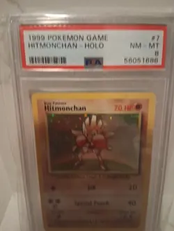PSA 8 Hitmonchan 8/130 Pokemon Base Set Holo Rare TCG NM - Image 2