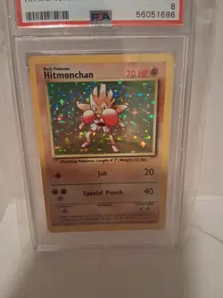 PSA 8 Hitmonchan 8/130 Pokemon Base Set Holo Rare TCG NM - Image 3