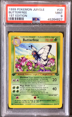 Pokemon Card 1st Edition Butterfree PSA 9 Mint, Jungle Set #33, WOTC 1999 - Image 1