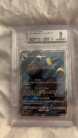 2017 POKEMON SUN & MOON #142 FULL ART/UMBREON GX BGS 9 - Image 1