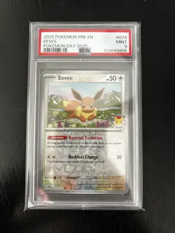 Pokemon TCG Eevee 074/131 Sv: Prismatic Evolutions Pokemon Day Stamp PSA 9 - Image 1
