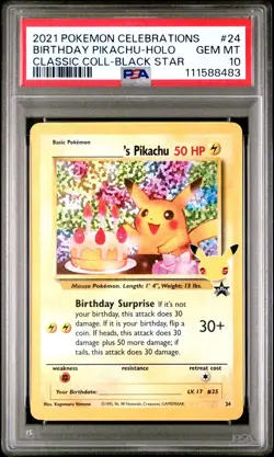 PSA 10 Birthday Pikachu-Holo 24 Pokemon Celebrations Classic Black Star Promo - Image 1