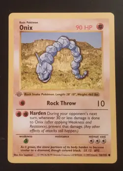 Onix 1st Edition 56/102 Gray Stamp Error Ungraded LP Base Set Pokemon 1999 - Image 1