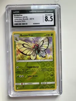Pokemon TCG Butterfree Unbroken Bonds 4/214 Reverse Holo CGC 8.5 2019 Graded - Image 1