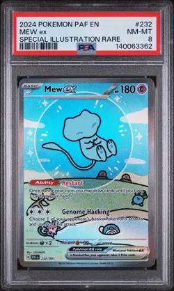 2024 POKEMON PAF EN-PALDEAN FATES SPECIAL ILLUSTRATION RARE #232 MEW EX PSA 8 - Image 1