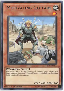 Yugioh - Motivating Captain MP18-EN055 1st Edition - 2018 Mega-Tins Mega Pack - Image 1