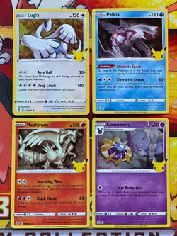 Pokemon Celebrations 4 Card Holo Lot - Lugia / Palkia / Reshiram / Cosmoem - Image 1