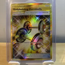 Pokemon Card Bodybuilding Dumbbells 161/147 Burning Shadow Secret Rare NM - Image 1