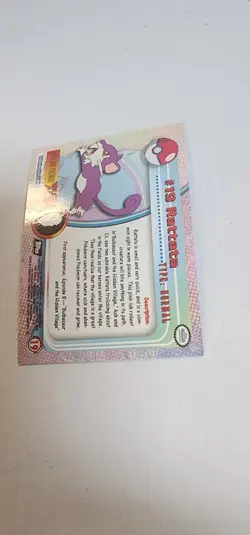 Rattata 2000 Topps Chrome Pokemon Rattata Chrome Card# 19 Pokemon Chrome Card - Image 3