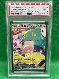2025 Iono's Bellibolt EX Full Art Holo Trading Card 183/159 Pokemon PSA 9 - Image 1