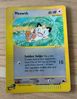 Pokemon Card-Meowth-Skyridge-78/144-Holo Reverse-ENG-LP - Image 1