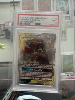 2019 POKEMON SUN & MOON UNIFIED MINDS #125 UMBREON & DARKRAI GX PSA 9 - Image 1