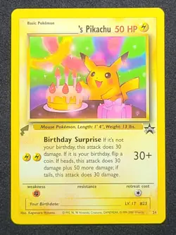 NM Pokemon Birthday Pikachu World Collection Black Star Promo #24 TCG Vintage - Image 1