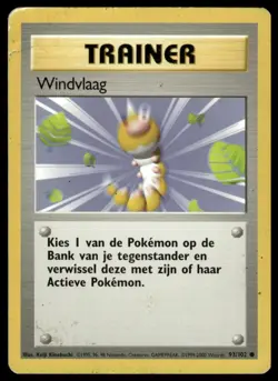 Pokemon Windvlaag Gust of Wind 93/102 Dutch Base Set Trainer 2000 MP - Image 1