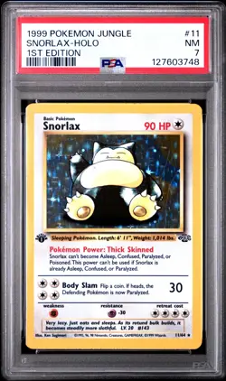 1999 POKEMON JUNGLE 1ST ED #11 SNORLAX-HOLO PSA 7 - Image 1