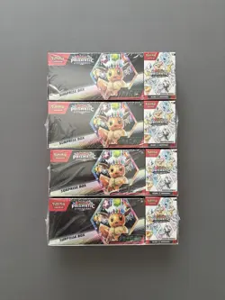 Lot of 4 Pokemon Sam's Club Prismatic Evolutions Surprise Box & Booster Bundle - Image 1