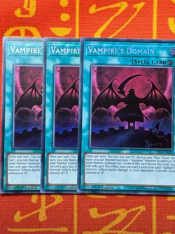 YUGIOH VAMPIRE'S DOMAIN SECRET RARE 1ST NM DASA-EN009 x3 PLAYSET - Image 1