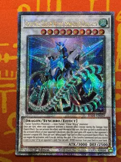 YUGIOH CRYSTAL CLEAR WING SYNCHRO DRAGON QUARTER CENTURY SECRET RARE RA04-EN059 - Image 1