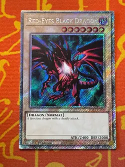 YUGIOH RED-EYES BLACK DRAGON PLATINUM SECRET RARE NM RA04-EN109 DB1/LC01 ART - Image 1