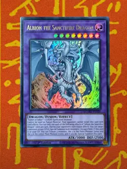 YUGIOH ALBION THE SANCTIFIRE DRAGON ULTRA RARE NM MZMU-EN101 - Image 1