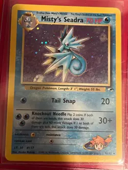 Pokemon TCG Misty's Seadra Holo Rare Card 9/132 Gym Heroes - Image 1