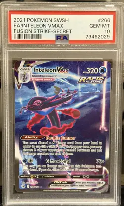 Inteleon Vmax 266/264 Pokemon Fusion Strike Holo Full Art Card PSA10 - Image 1