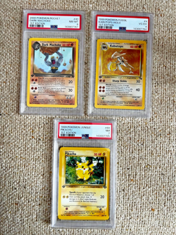 (Lot of 3) Pokemon Cards 1999 Kabutops Holo 1st Ed. PSA 4 & Dark Machoke/Pikachu - Image 1