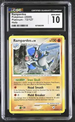 CGC 10 GEM MINT Rampardos 2009 Platinum 13/127 Holo Pokemon Card - Image 1