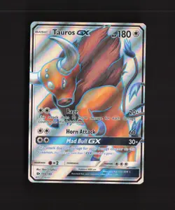 Tauros GX 144/149 Sun & Moon Full Art Ultra Rare Holo Pokemon Card NM - Image 1
