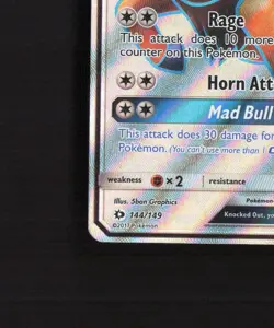 Tauros GX 144/149 Sun & Moon Full Art Ultra Rare Holo Pokemon Card NM - Image 5