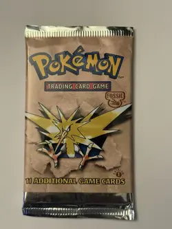 First Edition Fossil Booster Pack Opened No Cards Pokemon TCG Zapdos cover - Image 1