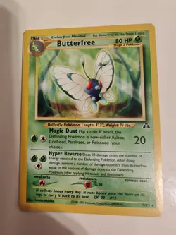 Rare Butterfree 19/75 Neo Discovery Non-Holographic Pokemon Card LP WOTC - Image 1