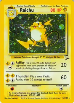 Raichu - Holo - 16/130 Base Set 2 - Pokemon TCG - 2000 - Image 1