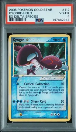 2005 POKEMON EX DELTA SPECIES GOLD STAR #112 KYOGRE-HOLO PSA 4 - Image 1