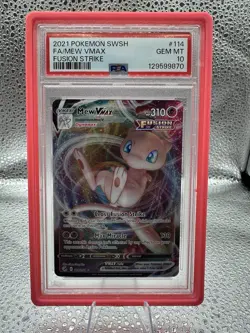 2021 Pokemon Fusion Strike Mew VMAX #114 PSA 10 GEM MINT Full Art - Image 1