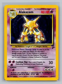 Pokemon TCG #001/130 Alakazam Base Set 2 Holo HP - Image 1