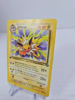 1999 Pokemon, Jungle, #20/64 Jolteon, 1st Edition, Rare Damaged - Image 3
