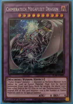 YuGiOh Chimeratech Megafleet Dragon Secret Rare 1st Edition BLAR-EN085 - Image 1