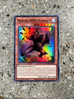Yugioh TCG Masked HERO Furnace MZMU-EN015 Super Rare 1st Edition NM - Image 1