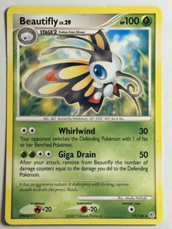 Beautifly Diamond and Pearl 19/130 Reverse Holo MP-LP Pokemon Card - Image 1