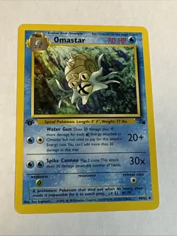 Omastar 40/62 Fossil Regular First Edition Pokemon Card LP - Image 1