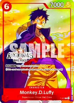 Monkey D Luffy Rare Offline Regional 2024 P-001 One Piece Card English Promo - Image 1
