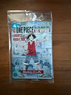 One Piece Monkey D. Luffy US Voyage College Basketball Promo Card Rutgers SEALED - Image 1