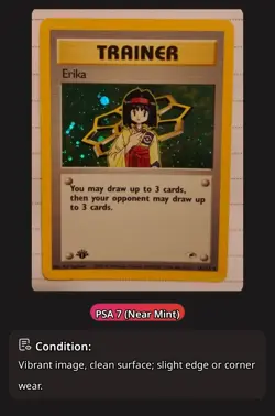 Pokemon Erika Gym Heroes 1st Edition Holo Rare English PSA 7 Card #16/132 - Image 1
