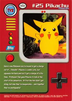 PIKACHU #25 TV2 - Blue Logo - Non-Holo - TOPPS POLEMON CARD - NM/LP - Image 2