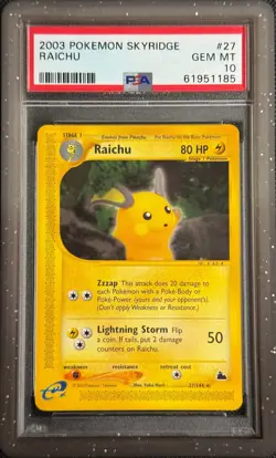 Pokemon Card Raichu 27/144 PSA 10 WOTC Skyridge GEM MINT - Image 1