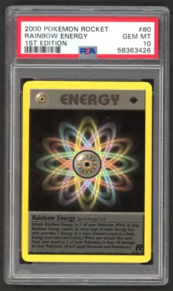 Pokemon Cards - PSA 10 1st Edition Rainbow Energy 80/82 - Team Rocket - GEM MT - Image 1
